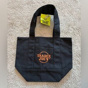 Trader Joe's Black Mini Tote Bag with Orange Logo